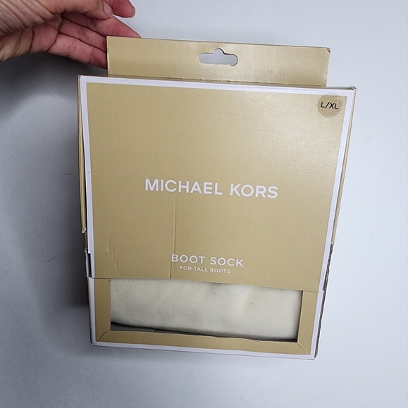 NEW Michael Kors Boot Sock Vanilla Ribbed Fleece Large X Large - Picture 2 of 3